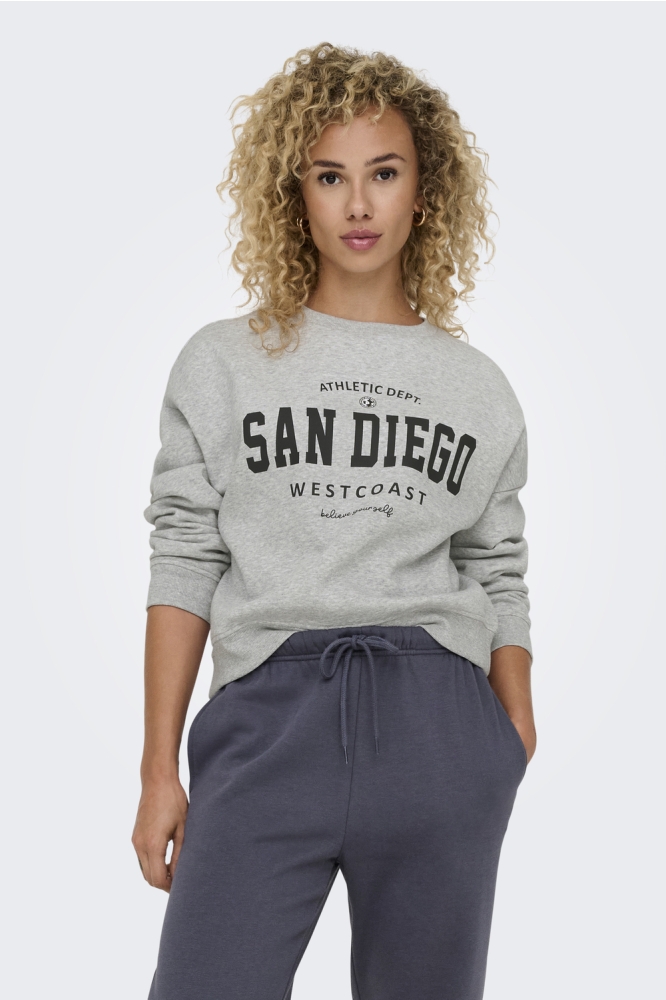 ONLSWEAT LIFE L/S CREW O.SIZE STATE 15254183 Light Grey Mela/SAN DIEGO